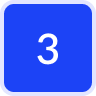 number three icon with blue background